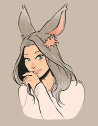 portrait with flat colors of a female viera from ffxiv